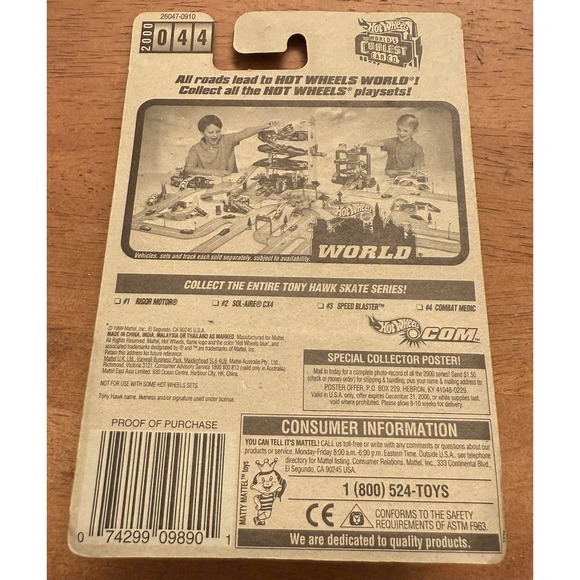 Hot Wheels Tony Hawk Skate Series Combat Medic 1:64 Scale New‎ 1999 - Picture 5 of 5